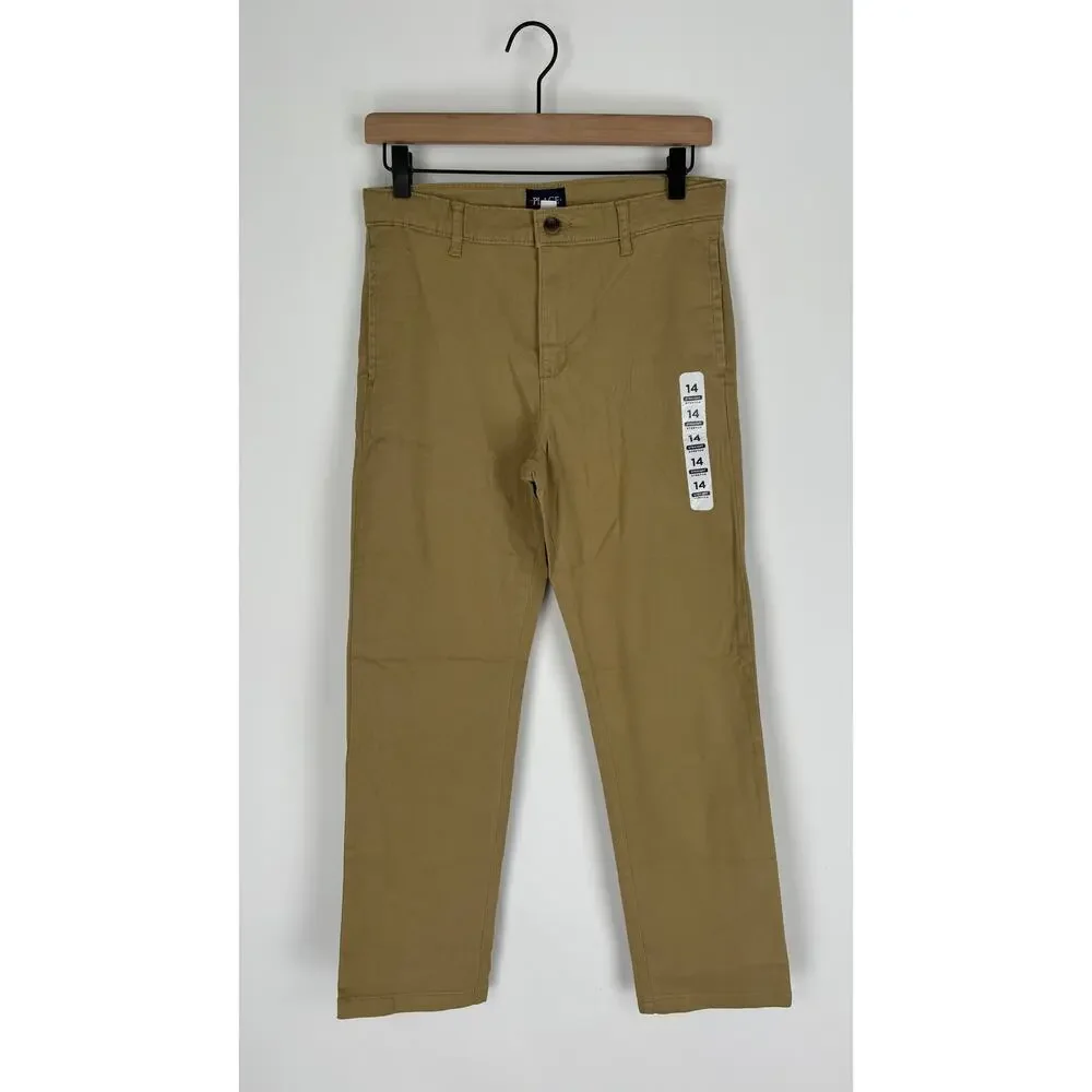 The Childrens Place Boys Uniform Stretch Chino Pants Set Of 2 Flax Tidal Size 14